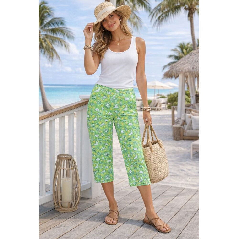 Lilly Pulitzer White Tag Vintage Sea Creature Print Cropped Pants 6